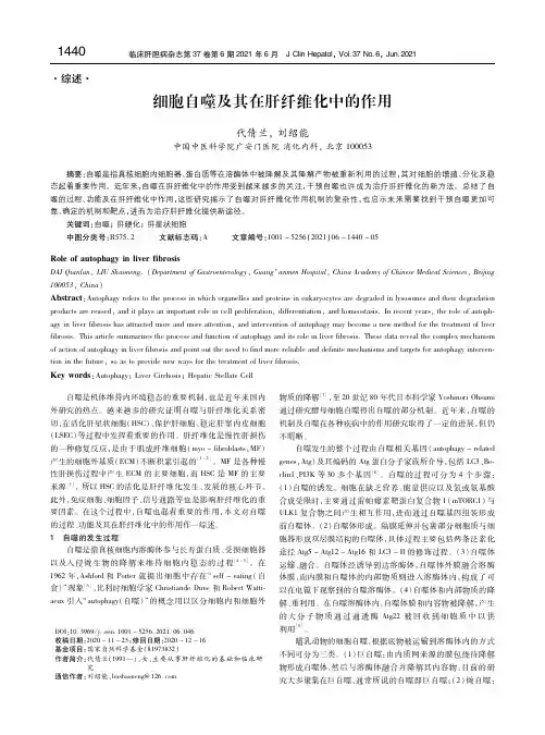 细胞自噬及其在肝纤维化中的作用