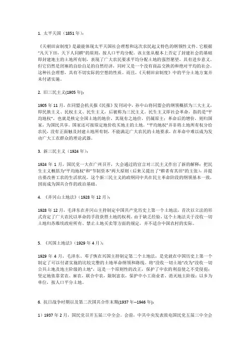 中国近现代土地政策总结