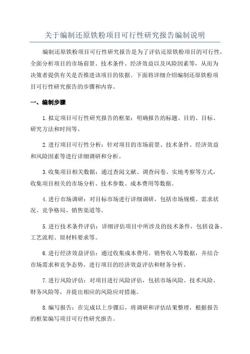 关于编制还原铁粉项目可行性研究报告编制说明