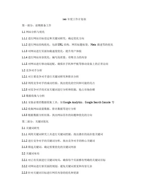 seo年度工作计划表