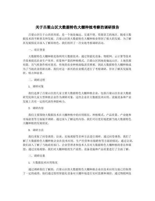 关于吕梁山区大数据特色大棚种植考察的调研报告