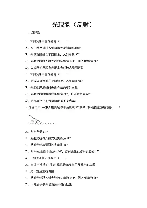 2021年中考物理复习——光现象(反射)