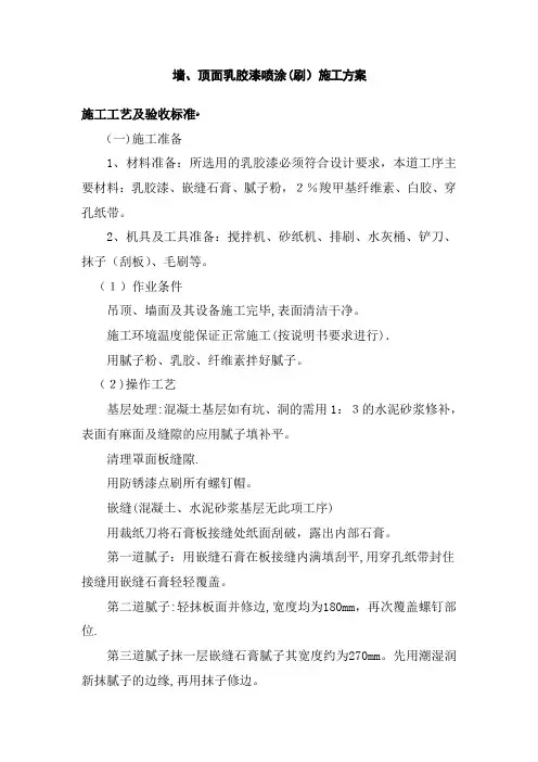 墙、顶面乳胶漆喷涂(刷)施工方案