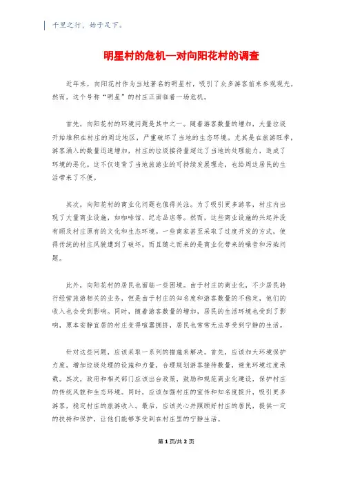 明星村的危机--对向阳花村的调查