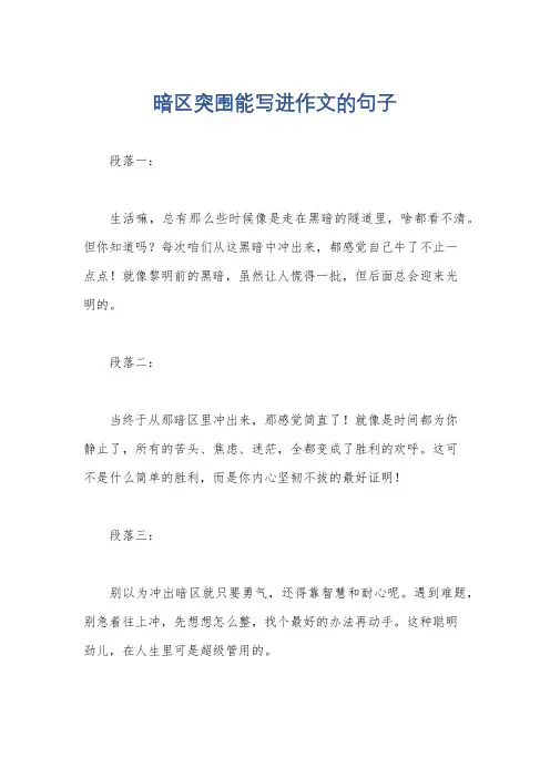 暗区突围能写进作文的句子