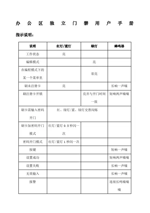 独立门禁机用户手册