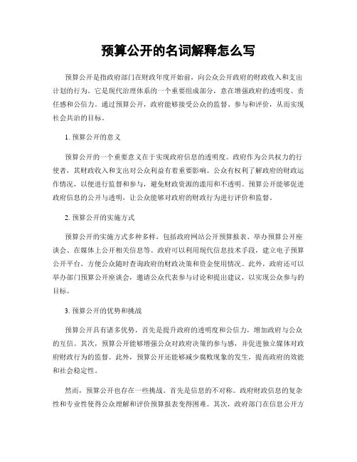 预算公开的名词解释怎么写
