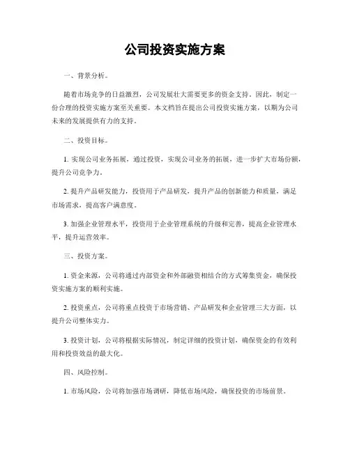 公司投资实施方案