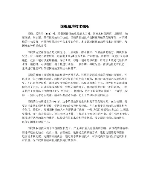 国槐栽培技术探析