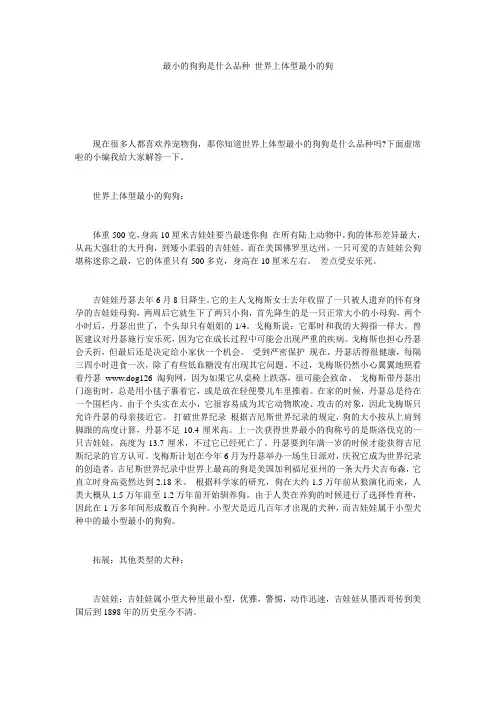 最小的狗狗是什么品种_世界上体型最小的狗