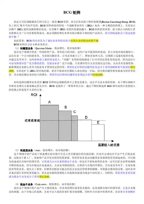 BCG矩阵投资组合与业务战略
