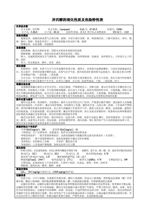 异丙醇的理化性质及危险特性表