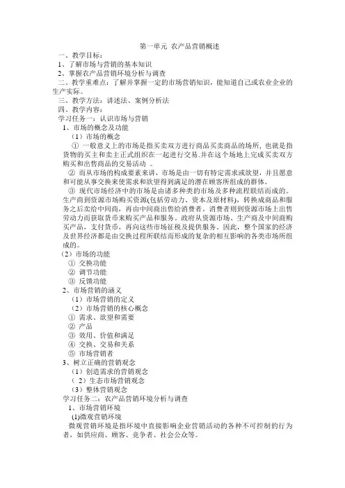 农产品营销教案