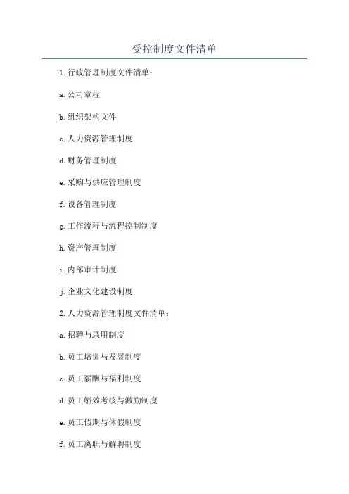 受控制度文件清单
