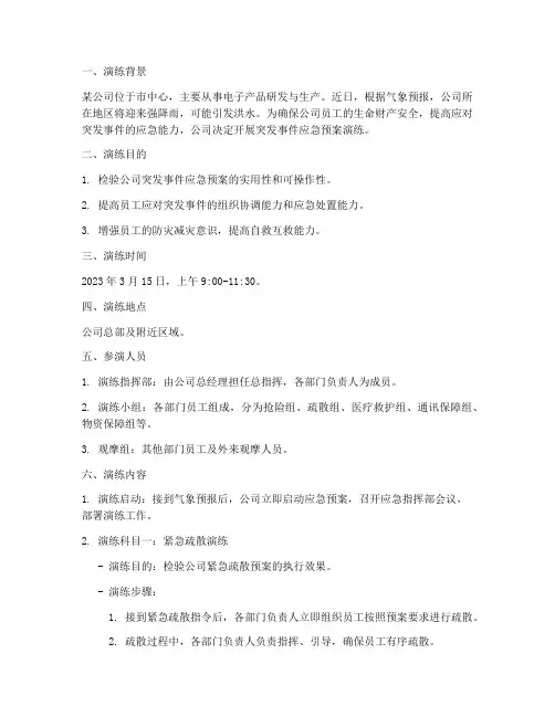 发生应急预案演练脚本