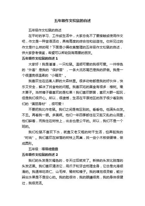 五年级作文松鼠的自述