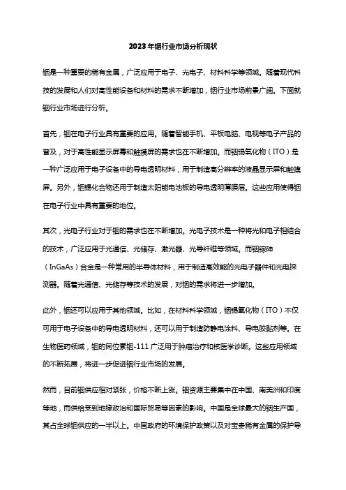 2023年铟行业市场分析现状