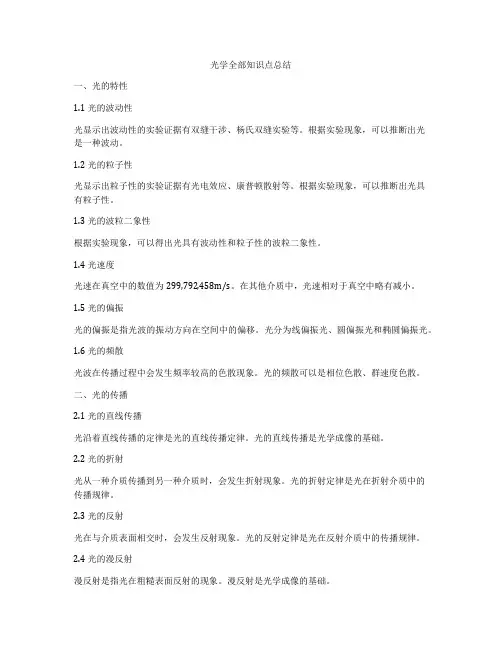 光学全部知识点总结