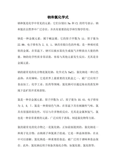 钠和氯化学式