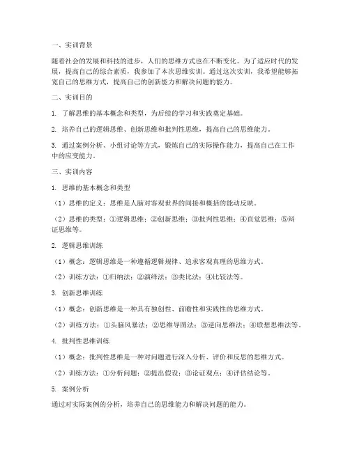 思维实训报告