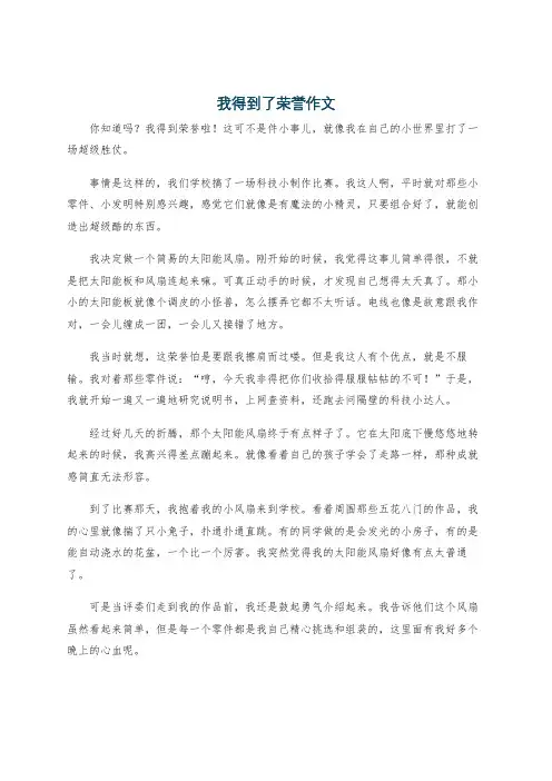 我得到了荣誉作文