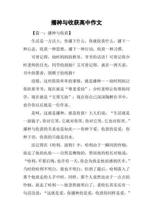 播种与收获高中作文