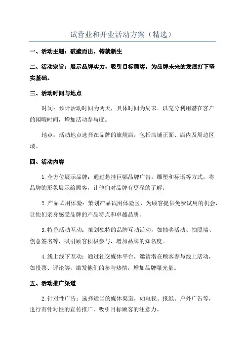 试营业和开业活动方案(精选)