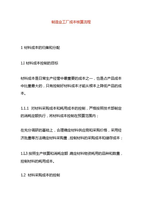 制造业工厂成本核算流程