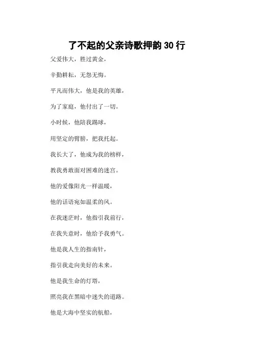 了不起的父亲诗歌押韵30行