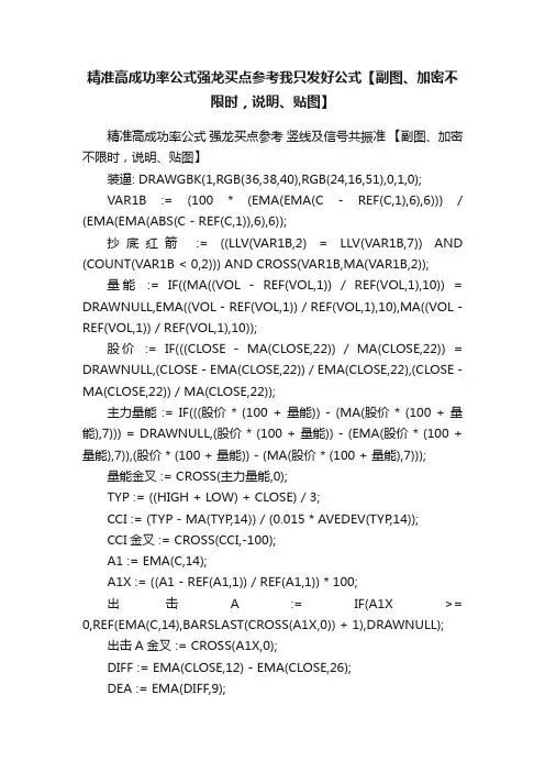 精准高成功率公式强龙买点参考我只发好公式【副图、加密不限时，说明、贴图】