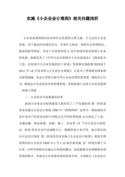 实施《小企业会计准则》相关问题浅析 会计论文