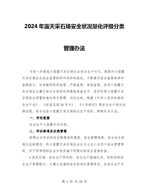 2024年露天采石场安全状况量化评级分类管理办法(三篇)