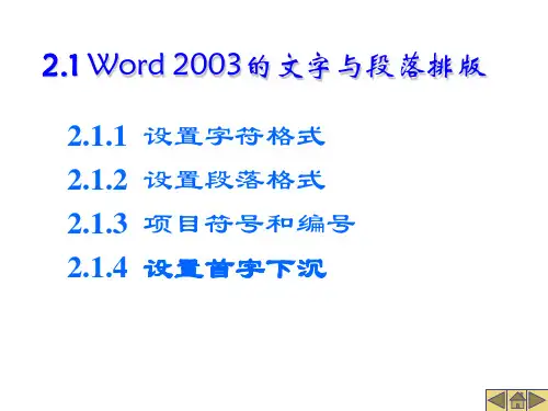 第二章Word2003的排版操作