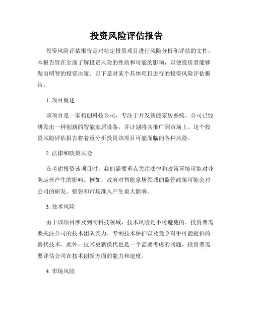 投资风险评估报告