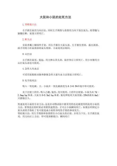 (完整word版)大鼠和小鼠的处死方法