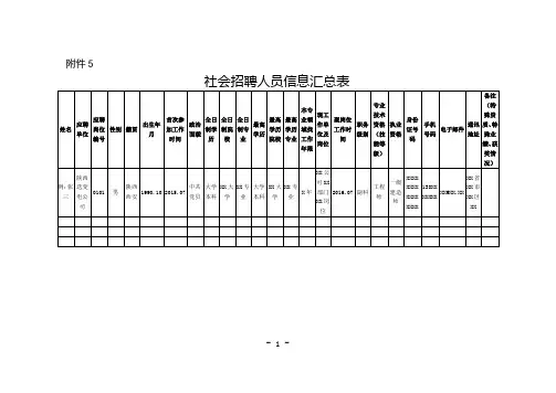 社会招聘人员信息汇总表