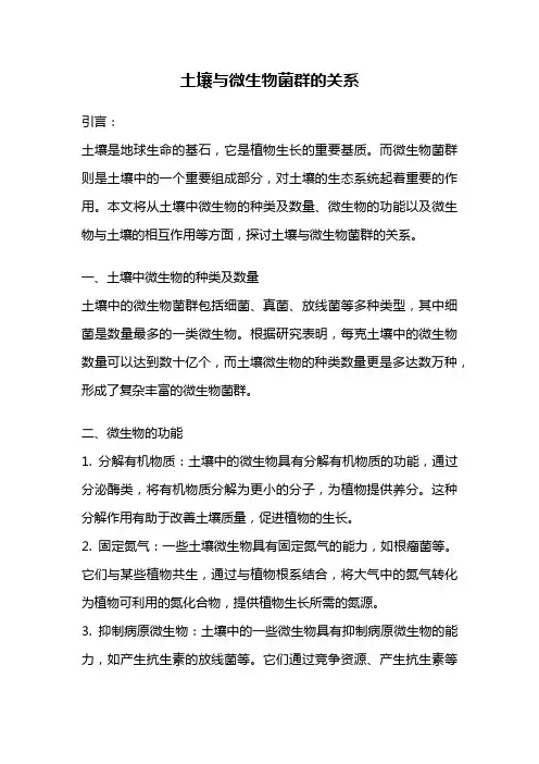 土壤与微生物菌群的关系