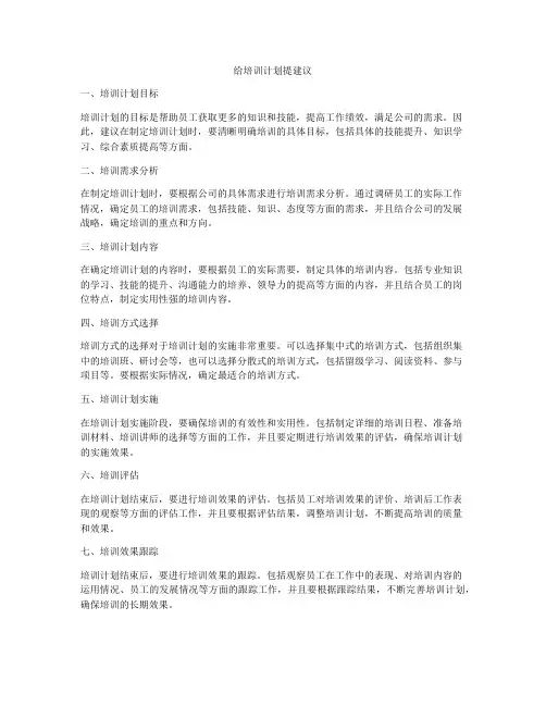 给培训计划提建议