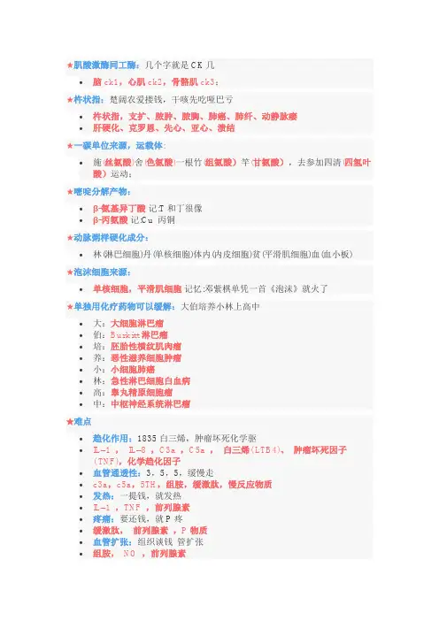 考研之西医综合考点