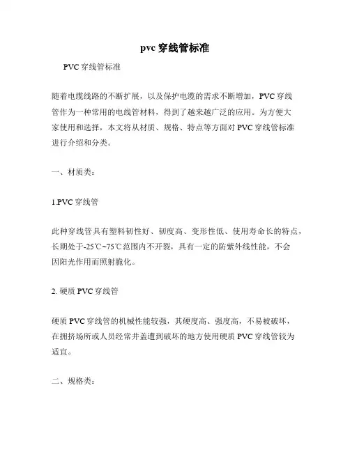 pvc穿线管标准