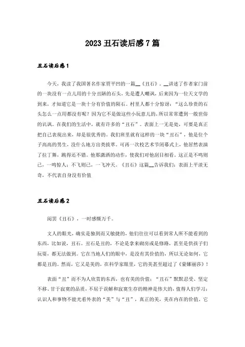 2023丑石读后感7篇