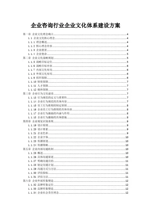 企业咨询行业企业文化体系建设方案
