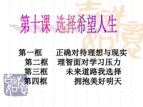 初中九年级初三道德与法治课件 正确对待理想与现实