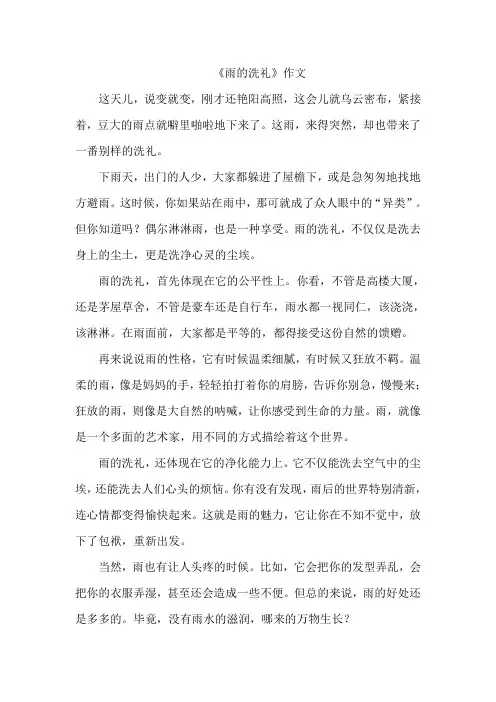 《雨的洗礼》作文