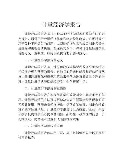 计量经济学报告
