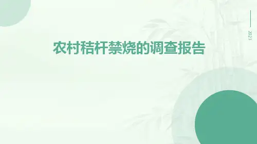 农村秸杆禁烧的调查报告