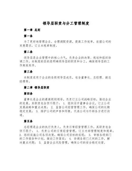 领导层职责与分工管理制度