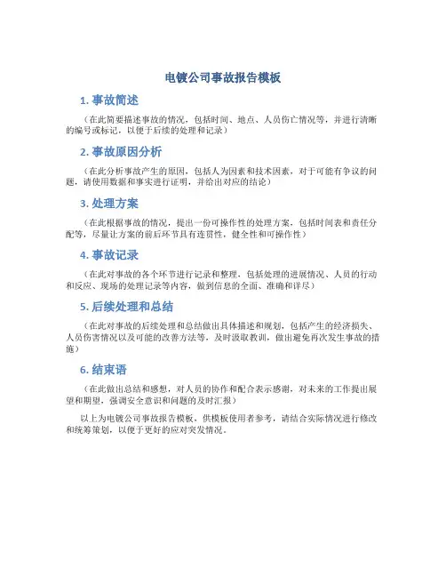 电镀公司事故报告模板