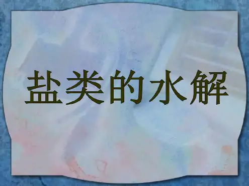 高一化学盐类的水解2