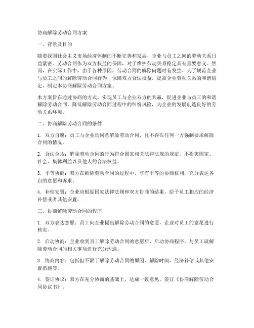 关于协商解除劳动合同方案